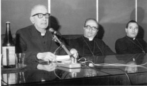1979 - Il Cardinale Pellegrino, l'Arcivescovo Cannavò e mons. Mondello, vescovo ausilirio, alla XIX settimana teologica.